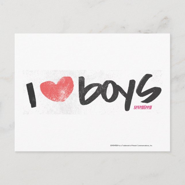 Cartão Postal I Heart Boys Pink (Frente)
