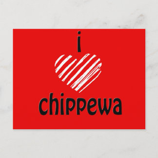 Cartão Postal I Heart Chippewa (Vermelho, Preto)