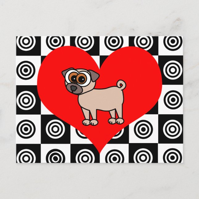 Cartão Postal I Heart Dogs - Cartão-postal preto, vermelho, bran (Frente)