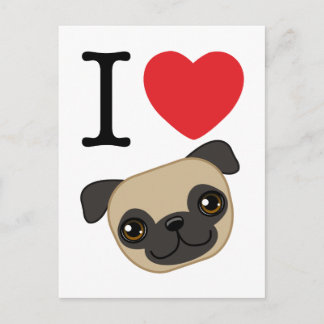 Cartão Postal I Heart Fawn Pugs