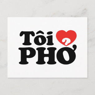 Cartão Postal I Heart (Love) Pho (Tôi9PHỞ) Língua vietnamita