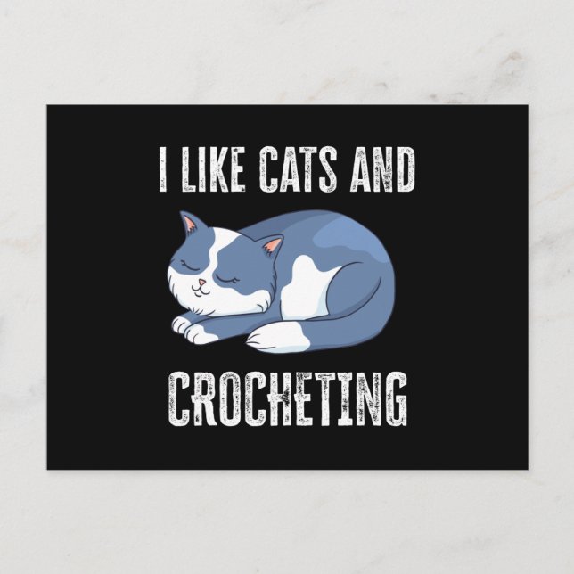Cartão Postal I like Cats and Crocheting Gift (Frente)