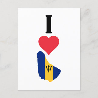 Cartão Postal I Love Barbados Vertical I Heart Country Flag Map