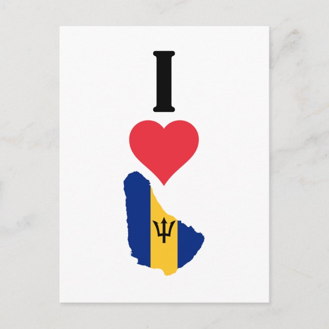 Cartão Postal I Love Barbados Vertical I Heart Country Flag Map (Frente)