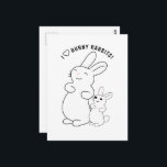 Cartão Postal I Love Bunny Rabbits<br><div class="desc">* International Rabbit Day is observed on the last Saturday of September. * Cute mother and baby bunny rabbits. * Use this postcard as an information card, invite to an event, 'Thank You' Card or greeting card. * Add background color of your choice to front and back side. * Have...</div>