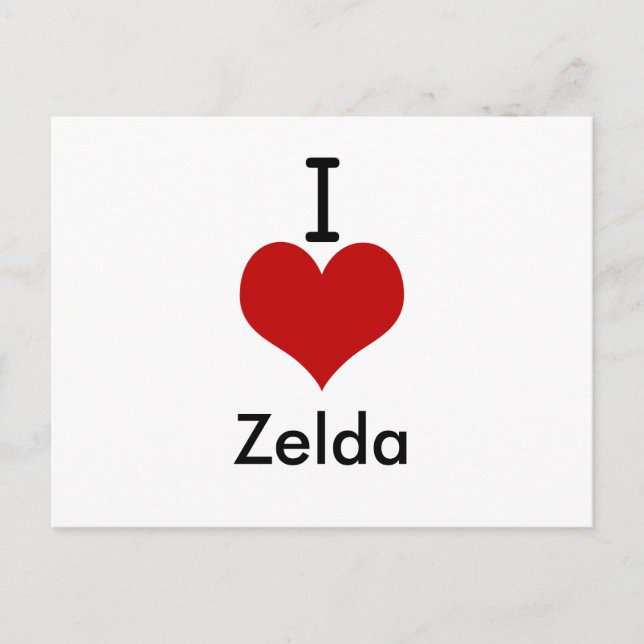 Cartão Postal I Love (coração) Zelda (Frente)