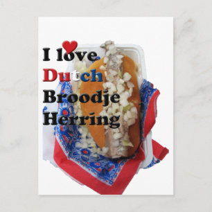 Cartão Postal I Love (Heart) Dutch Broodje Herring Postcard