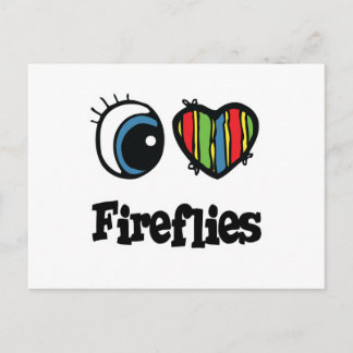 Cartão Postal I Love (Heart) Fireflies