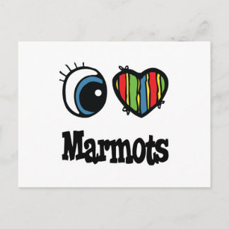 Cartão Postal I Love (Heart) Marmots