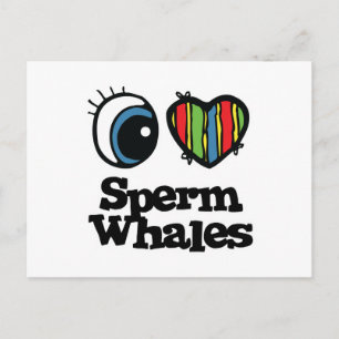 Cartão Postal I Love (Heart) Sperm Whales