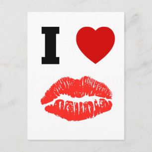 Cartão Postal I Love Lips Kisses