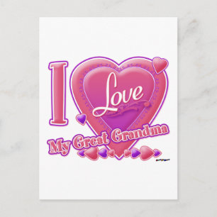 Cartão Postal I Love My Great Grandma pink/purple - heart