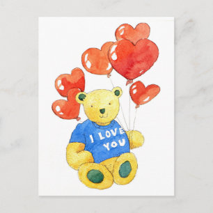 Cartão Postal I love you bear - balloon 2011