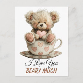 Cartão Postal I Love You Beary Much In Cup Postcard