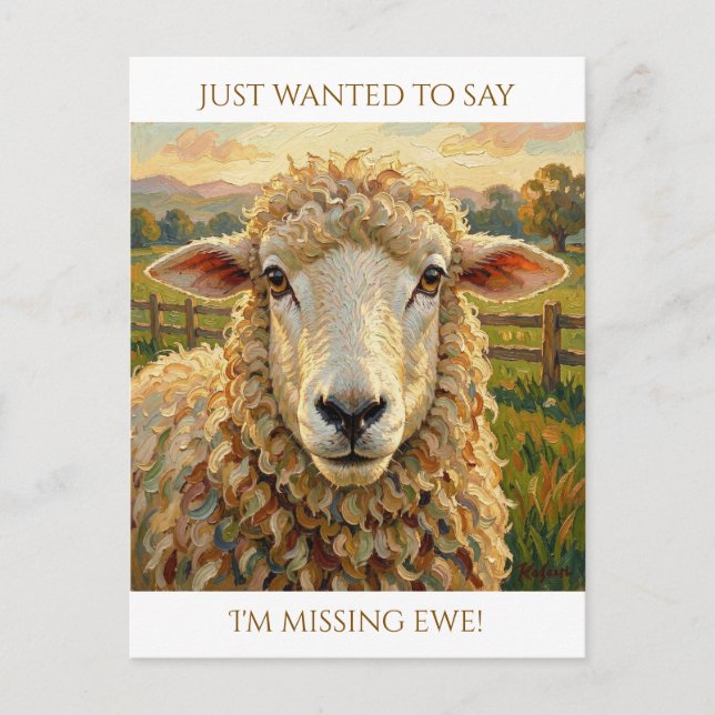 Cartão Postal I Miss Ewe | Cute Keeping in Touch (Frente)