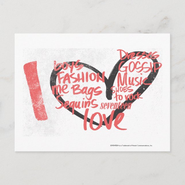 Cartão Postal I Pink de Grafite do Coração (Frente)