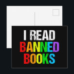 Cartão Postal I Read Banned Books Rainbow<br><div class="desc">I read banned books. A cool rainbow postcard for people who like reading LGBTQ novels and other things that have been removed from the school library. A cute liberal gift.</div>