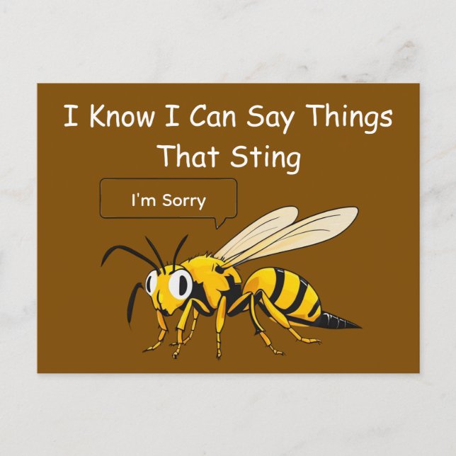 Cartão Postal I Say Things That Sting Funny Wasp Apology (Frente)