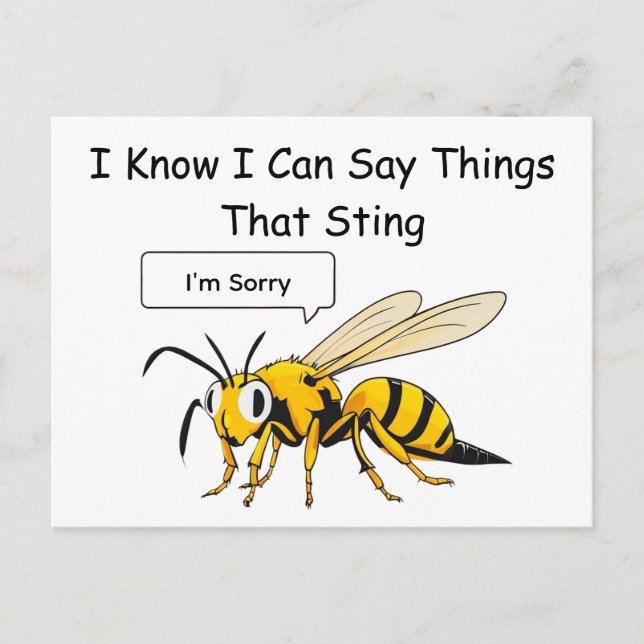 Cartão Postal I Say Things That Sting Funny Wasp Apology (Frente)