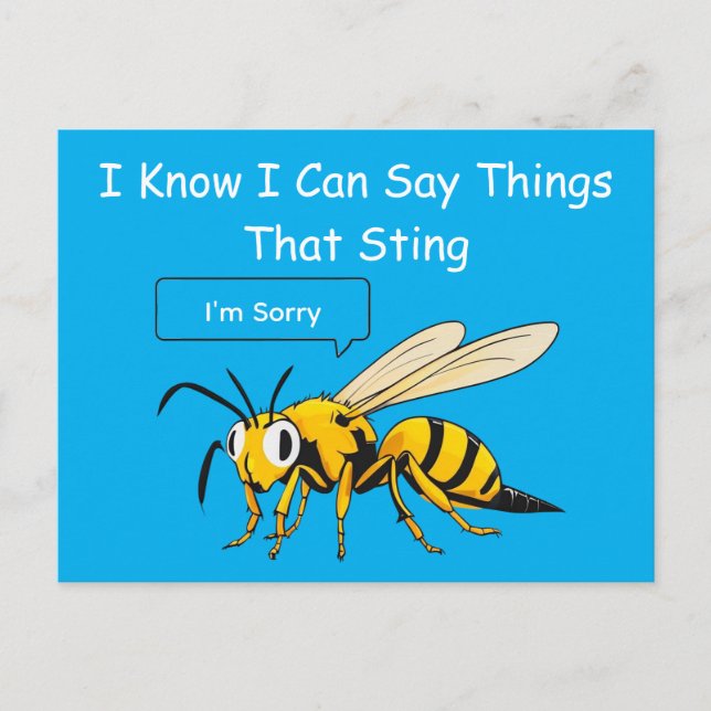 Cartão Postal I Say Things That Sting Funny Wasp Apology (Frente)