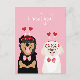 Cartão Postal I Wooyou Namorados Cachorro Rottweiler Maltipoo Pu