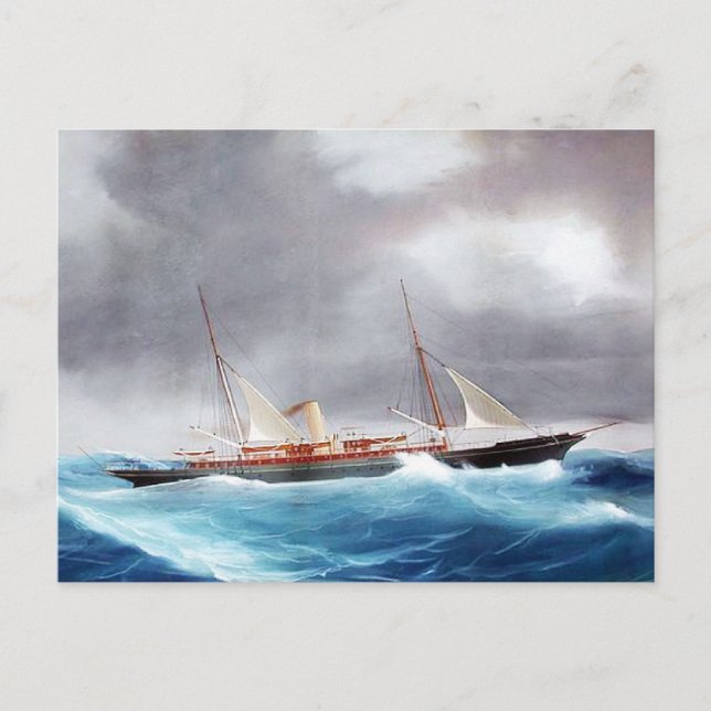 Cartão Postal Iate a Vapor Margarita anos 1900 (Frente)