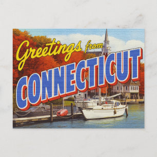 Cartão Postal Iate do Porto de Outono de Connecticut