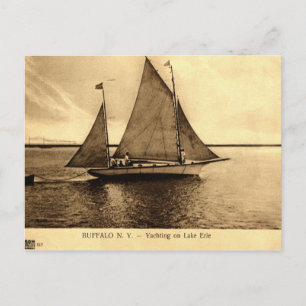 Cartão Postal Iate no lago Erie, Buffalo NY 1909, safra