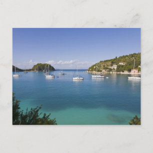 Cartão Postal Iates ancorados, Lakka, Paxos, Grécia