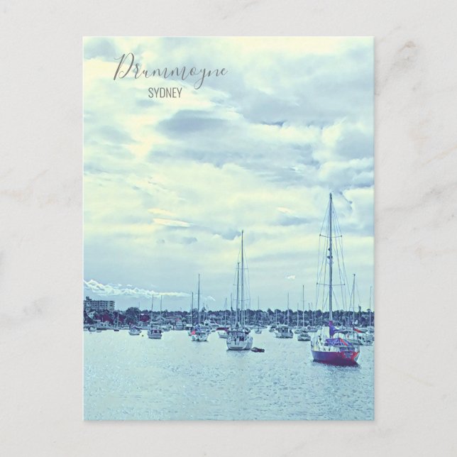 Cartão Postal Iates de cena de Sydney no porto Drummoyne (Frente)