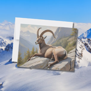 Cartão Postal Ibex alpino em rocha