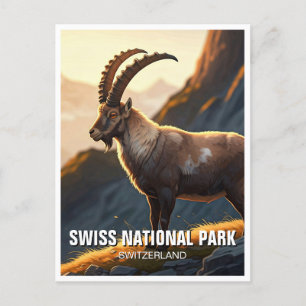 Cartão Postal Ibex na Suiça do Parque Nacional Suíço