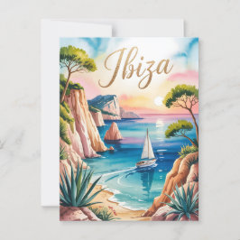 Cartão Postal Ibiza aquarela