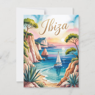 Cartão Postal Ibiza aquarela