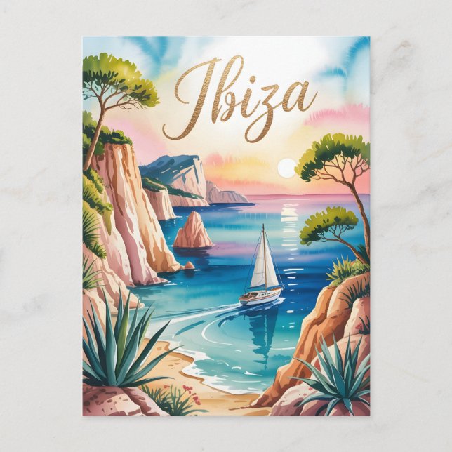 Cartão Postal Ibiza aquarela (Frente)