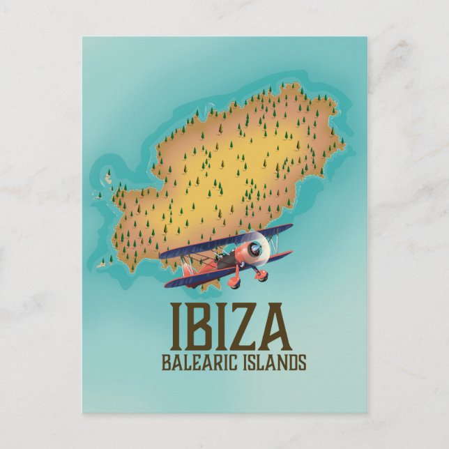 Cartão Postal Ibiza Balearic — mapa poster (Frente)