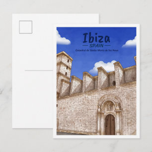 Cartão Postal Ibiza Espanha Aquarela Viagem