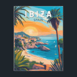 Cartão Postal Ibiza Espanha Art Vintage<br><div class="desc">Ibiza retro vetor viagem design. Ibiza é uma das ilhas Baleares,  um arquipélago de Espanha no Mar Mediterrâneo.</div>