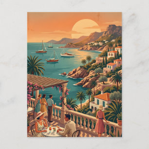 Cartão Postal Ibiza Espanha Terraço Costeiro de Viagem Vintage