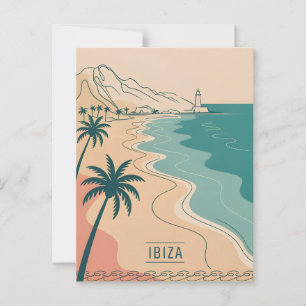 Cartão Postal Ibiza vintage minimalista