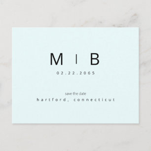 Cartão Postal Ice Blue Tropical Monogram Casamento Salvar a Data