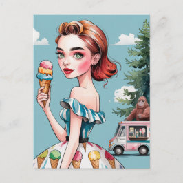Cartão Postal Icecream na Floresta com Sasquatch