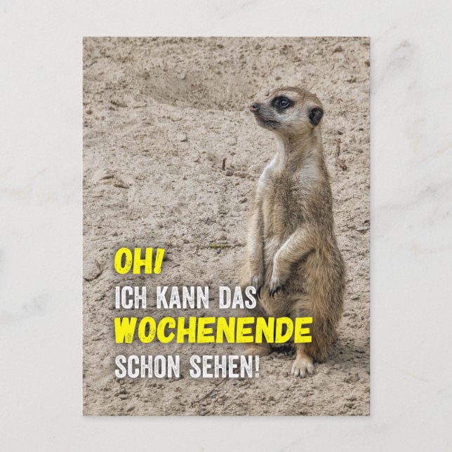 Cartão Postal Ich kann das Wochenende schon sehen - Erdmännchen (Frente)