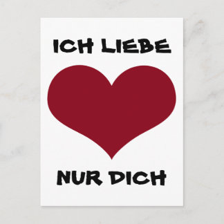 Cartão Postal ICH LIEBE NUR DICH - rotes Herz