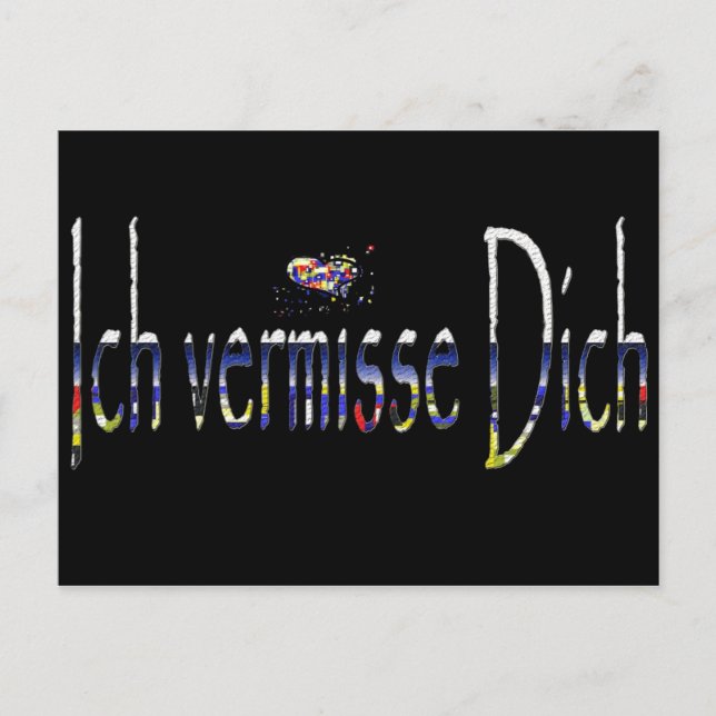 Cartão Postal Ich vermisse Dich (Frente)