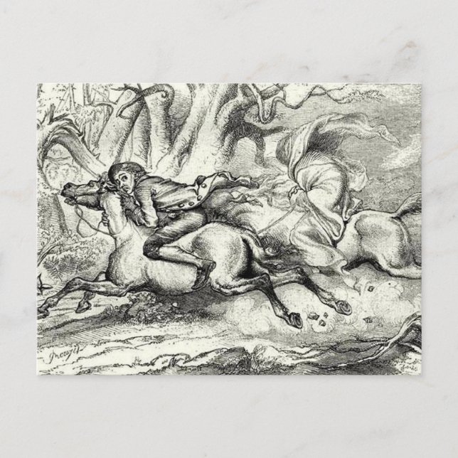 Cartão Postal Ichabod Crane Fugindo (Frente)