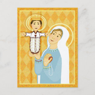 Cartão Postal Ícone católico moderno de Maria e Jesus