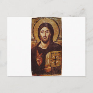 Cartão Postal Ícone Cristão de Jesus Cristo Pantocrator