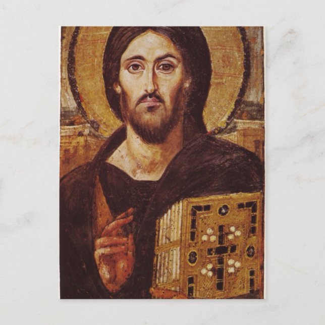 Cartão Postal Ícone Cristão de Jesus Cristo Pantocrator (Frente)
