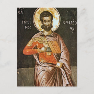 Cartão Postal Ícone Cristão Justin Martyr Orthodox